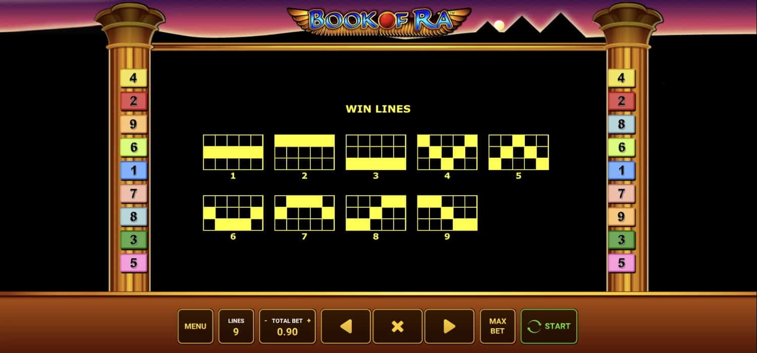 Book of Ra Gewinnlinien