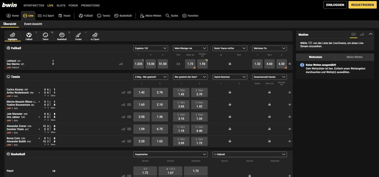 Bwin Live-Wetten